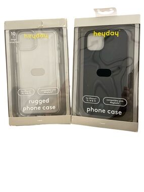 Heyday Bundle of 2 iPhone 15/14/13 Cases - Black + Clear Rugged - MagSafe
